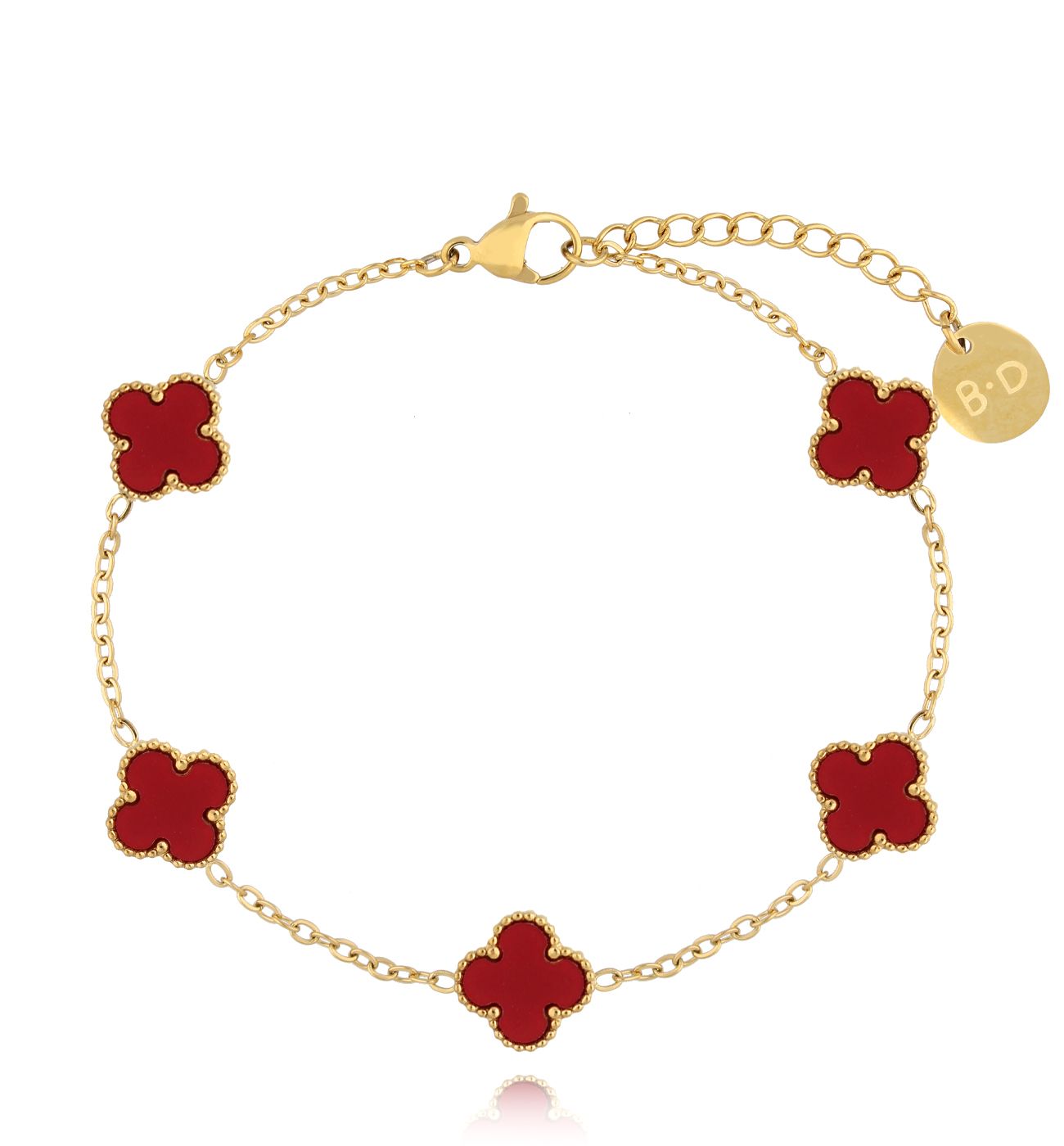 Bransoletka z bordowymi koniczynkami Clovers BSY0032 - By Dziubeka