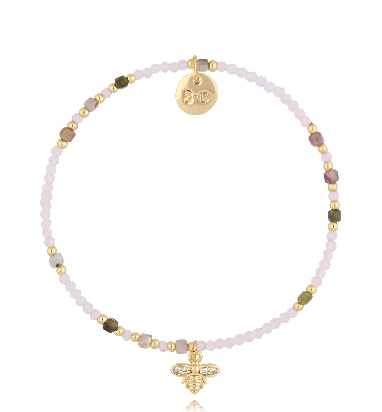 Bransoletka z kwarcami różowymi i turmalinami - By Dziubeka
