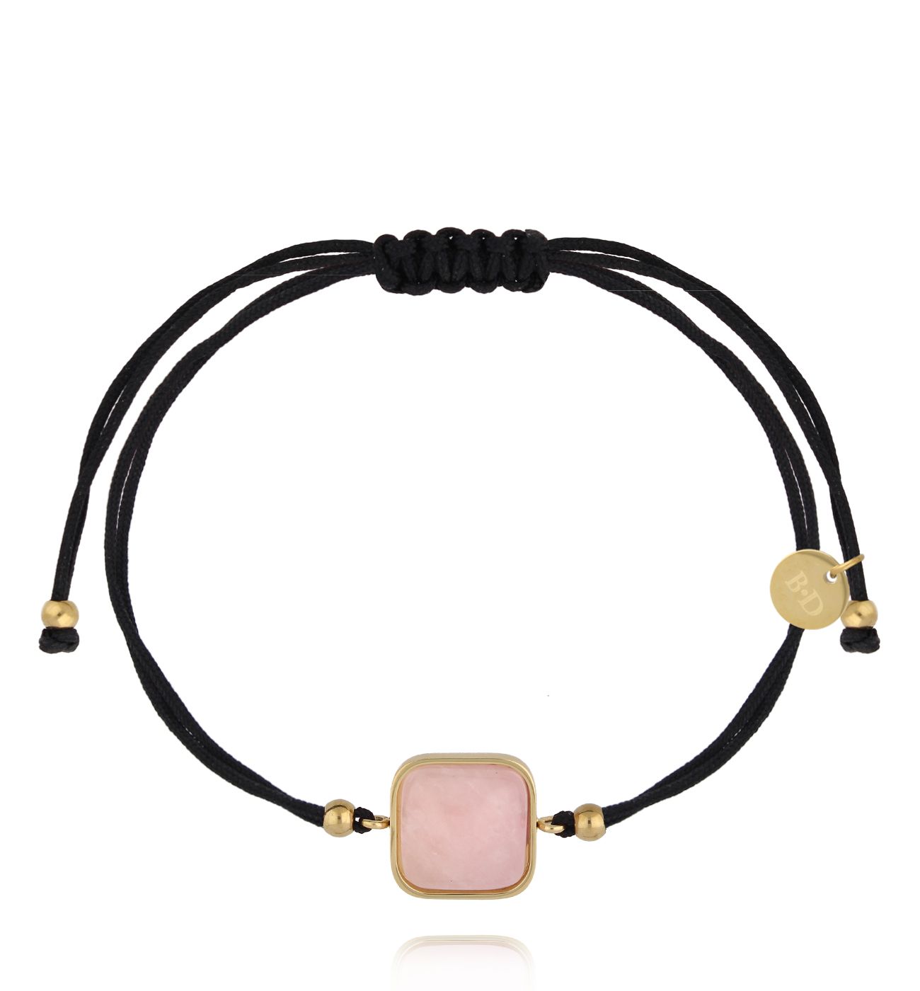 Bransoletka z czarnym sznurkiem i kwarcem różowym BGL1053 - By Dziubeka