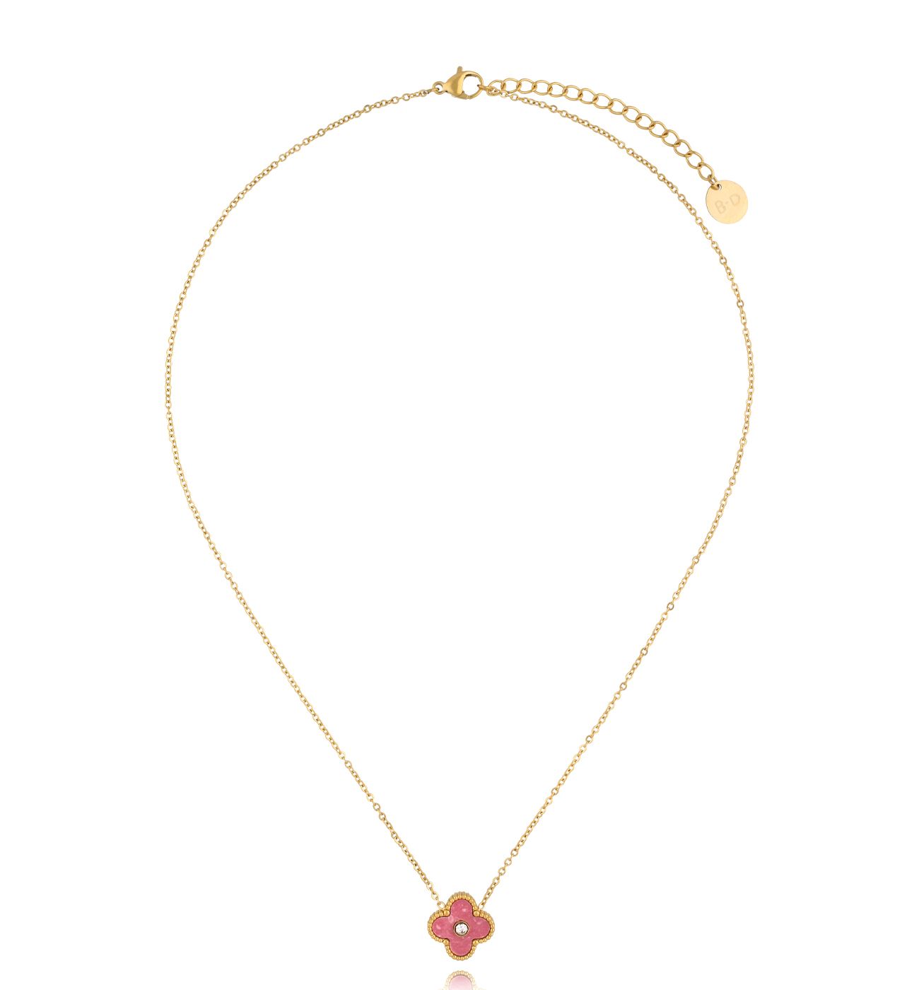 Naszyjnik z różową koniczynką Clover NSY0266 - By Dziubeka