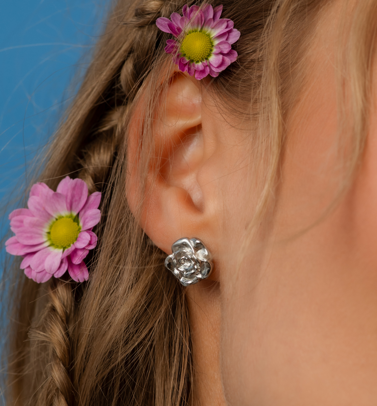 Kolczyki z różami srebrne KSA2337