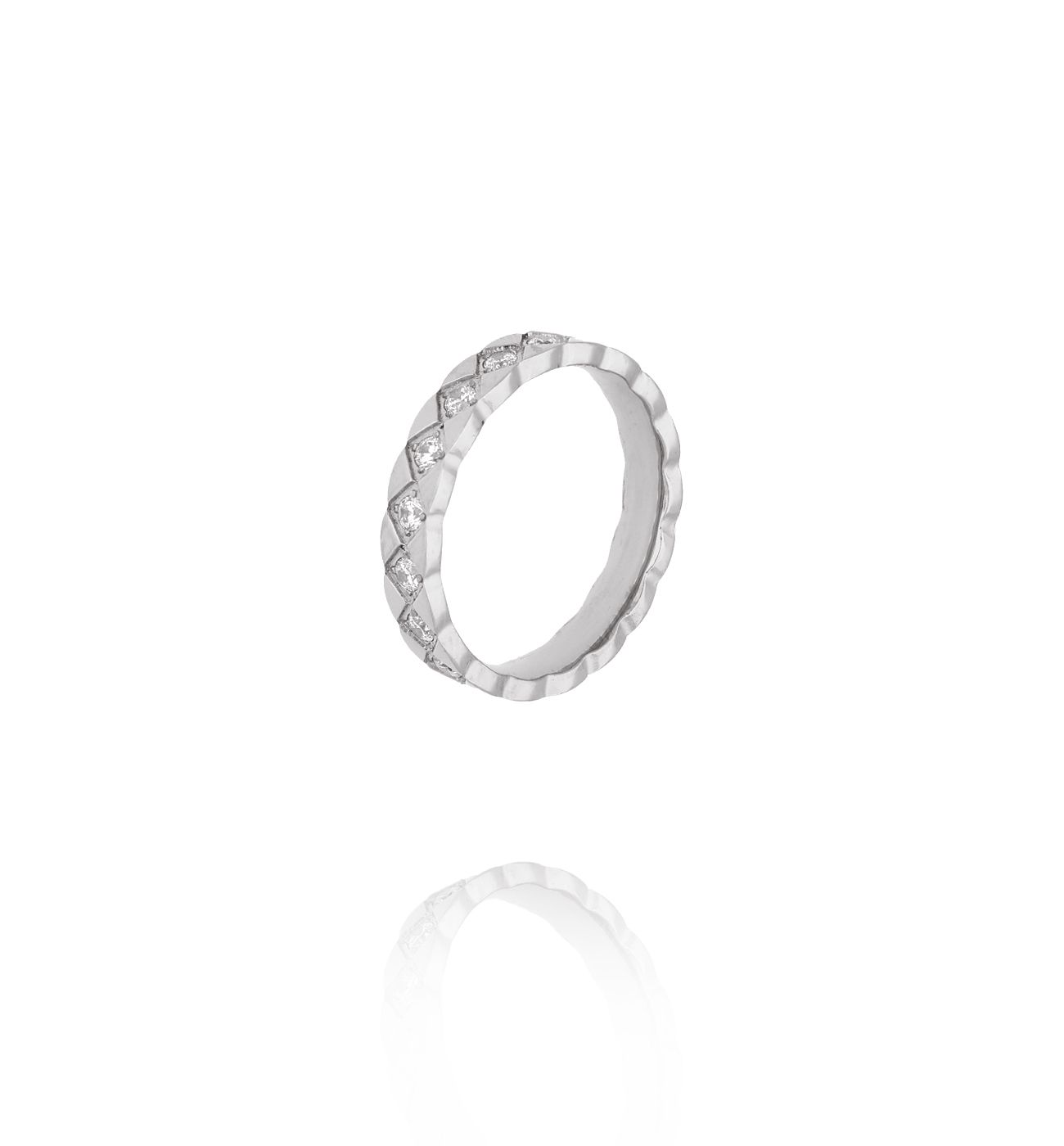Obrączka srebrna z cyrkoniami PSY0086 - By Dziubeka