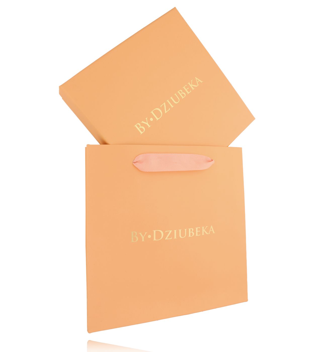 Zestaw prezentowy duży pudełko i torebka brzoskwiniowy - By Dziubeka