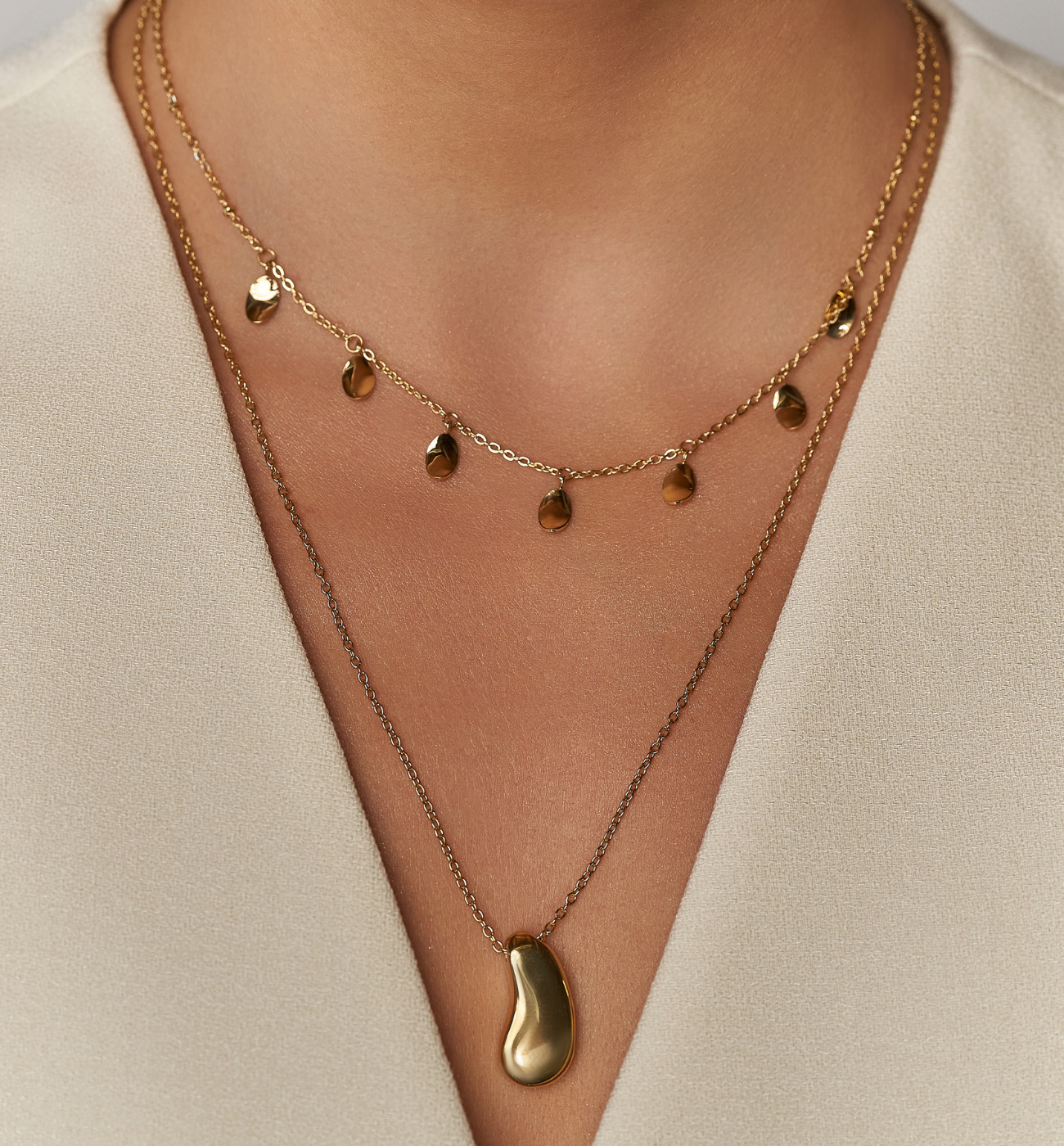 Naszyjnik złoty z blaszkami Pendenti - By Dziubeka