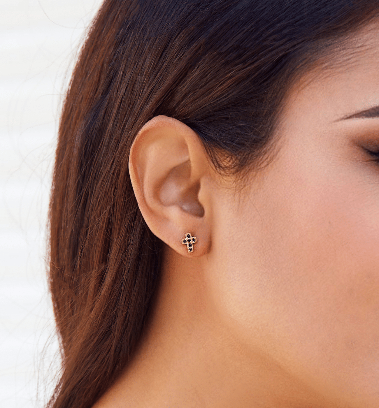 Kolczyki krzyżyki z czarnymi cyrkoniami Mini Cross - By Dziubeka