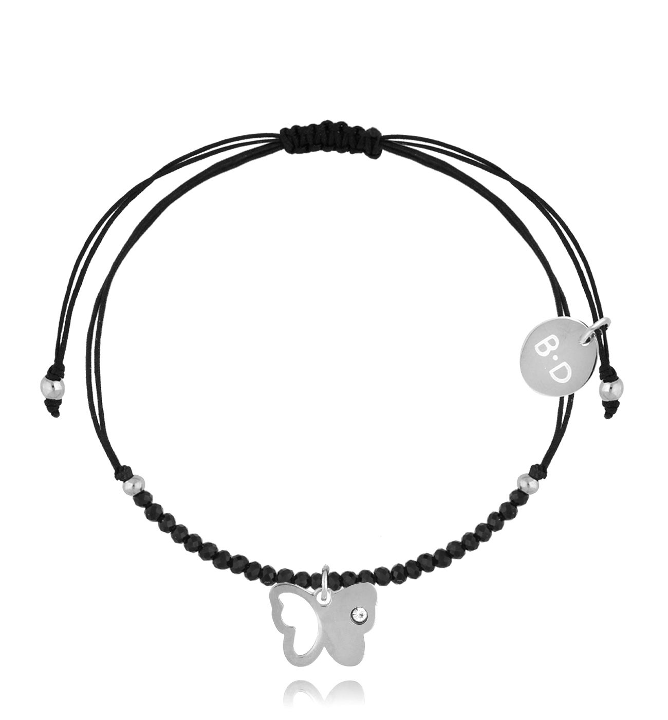 Bransoletka z turmalinami i srebrnym motylkiem Successo BMT0111 - By Dziubeka