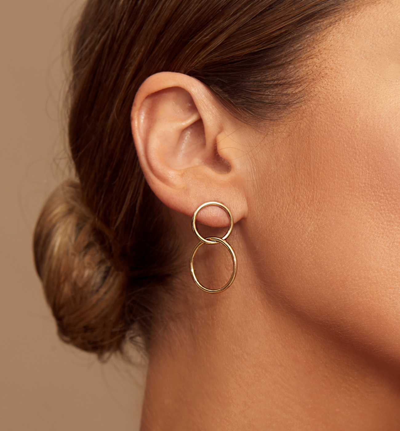 Kolczyki złote kółka ze stali szlachetnej Double Hoops - By Dziubeka