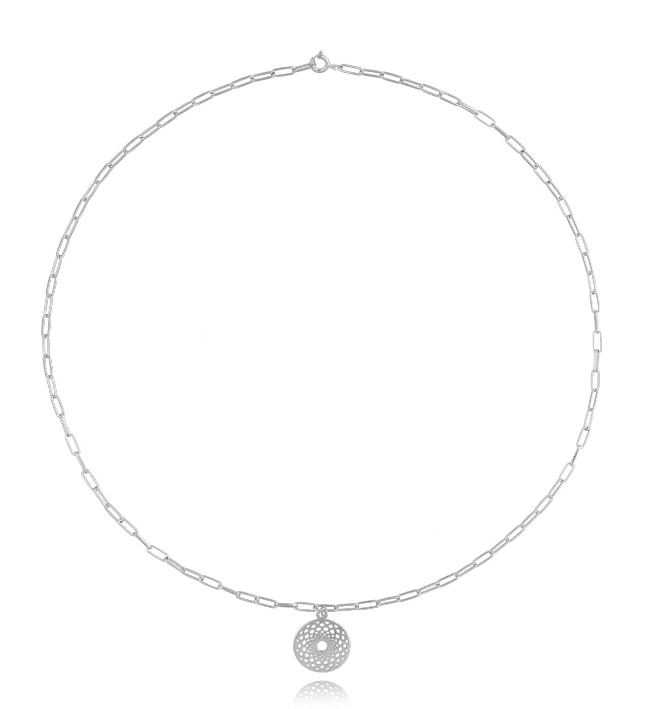 Naszyjnik srebrny z dużych ogniwek z zawieszką Peacefully NSE0096