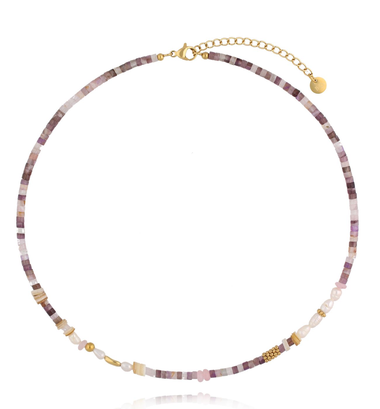Naszyjnik z kamieniami w odcieniach fioletu NSC0651