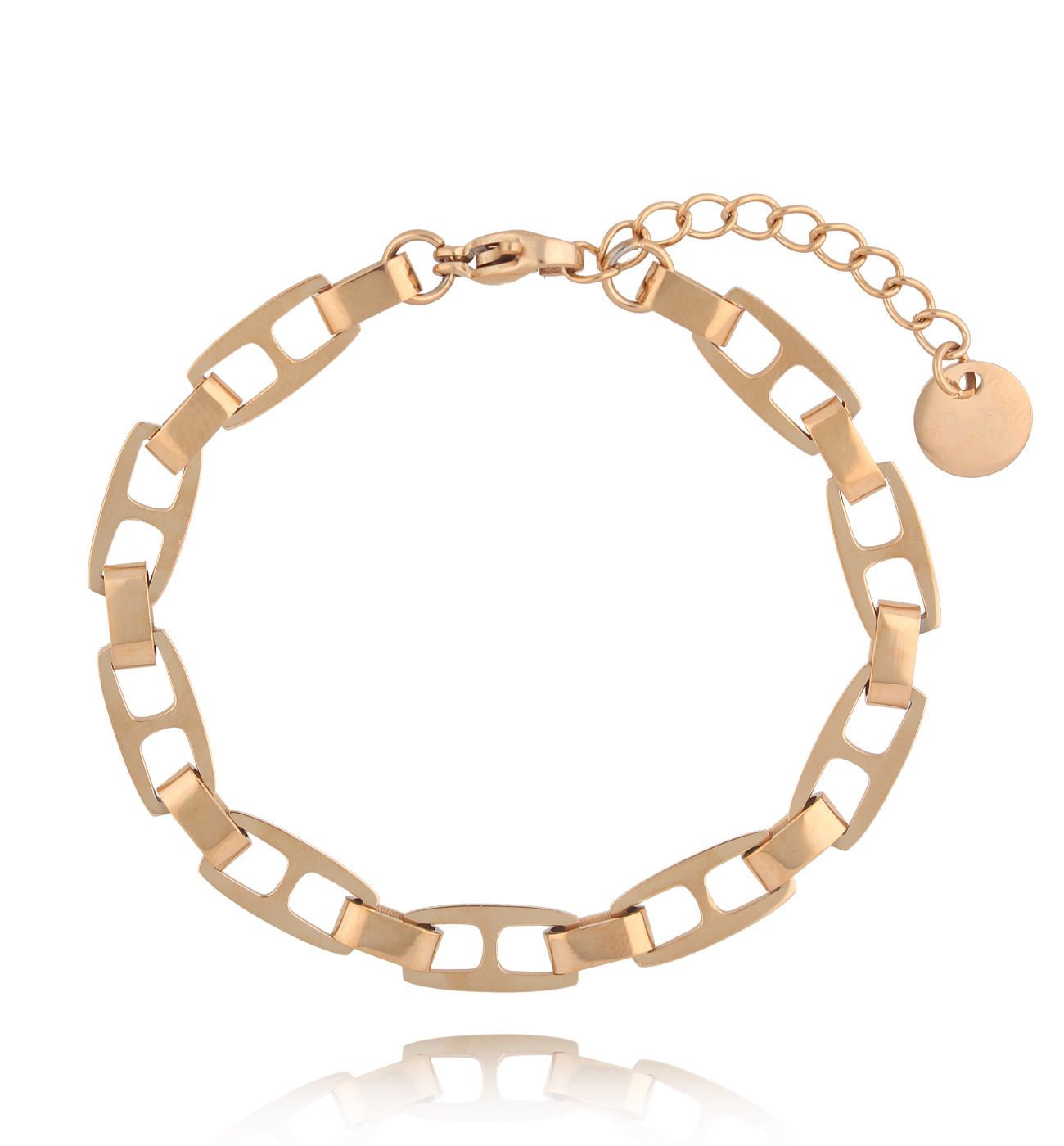 Bransoletka różowe złoto z łańcuchem Chaîne - By Dziubeka