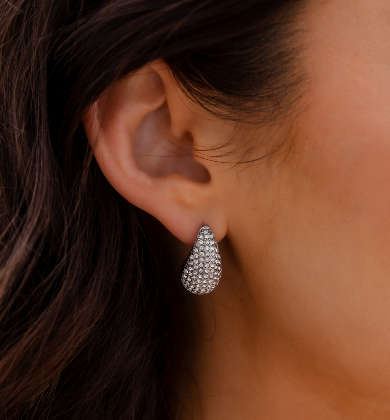 Kolczyki krople z cyrkoniami srebrne Crystal Raindrop - By Dziubeka