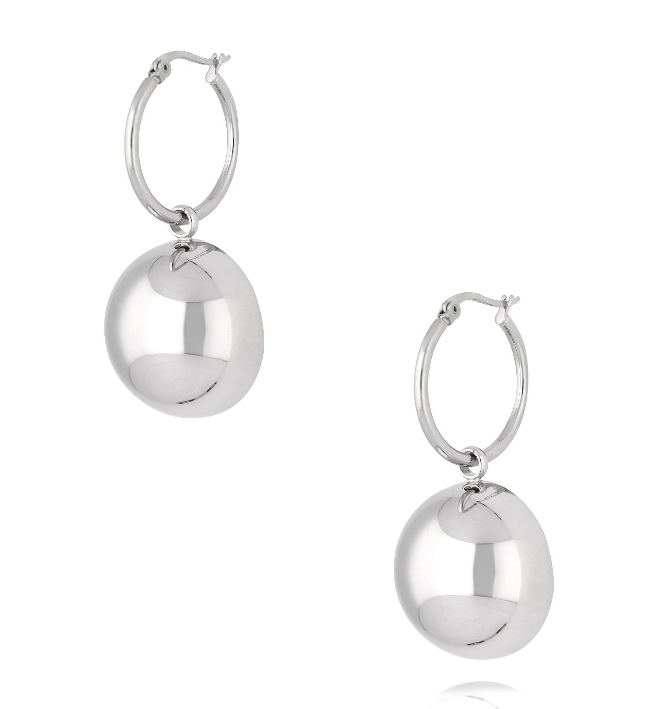 Kolczyki kulki duże z kółeczkiem srebrne - By Dziubeka