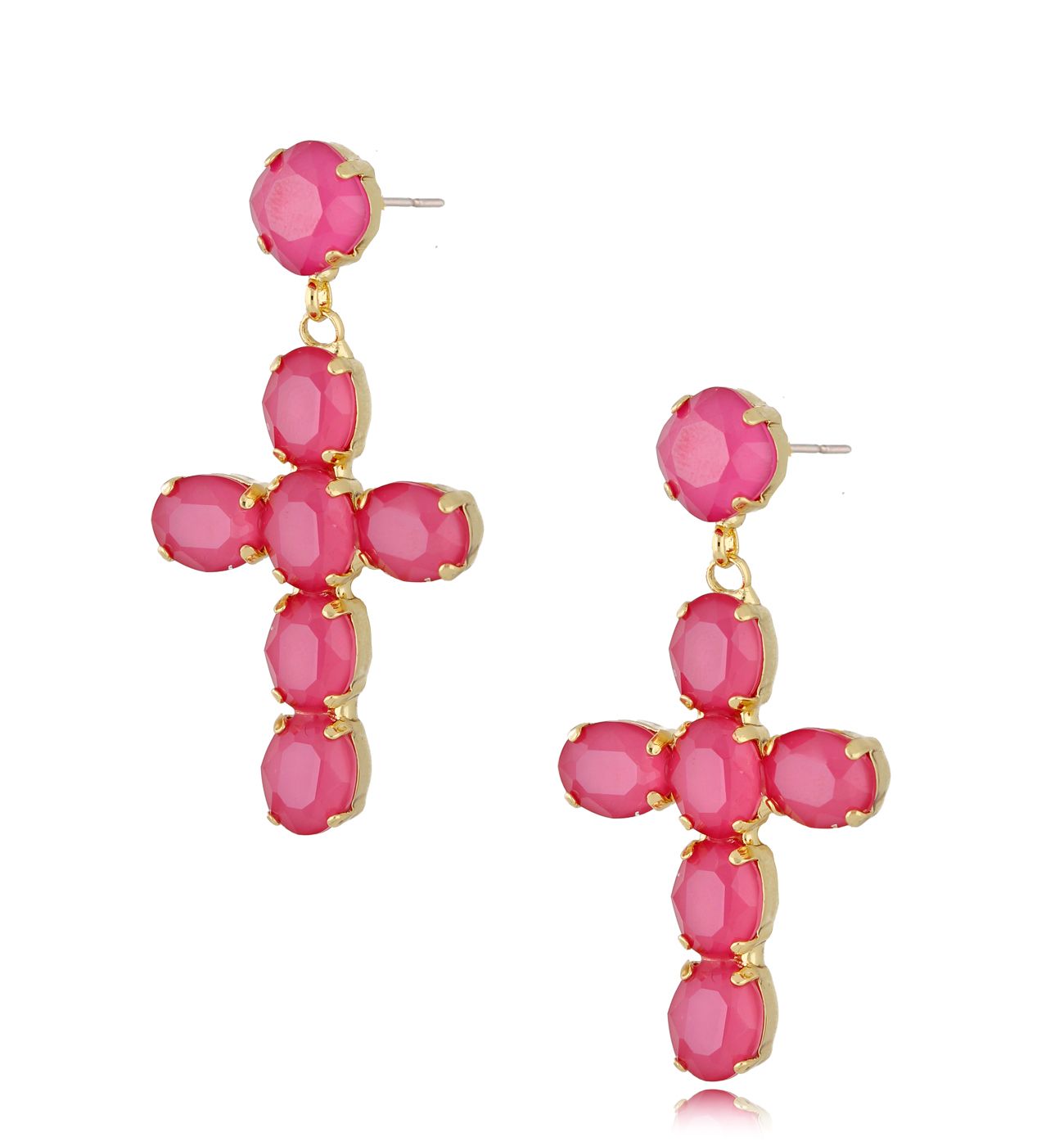 Kolczyki różowe krzyże Jolene KRG0846
