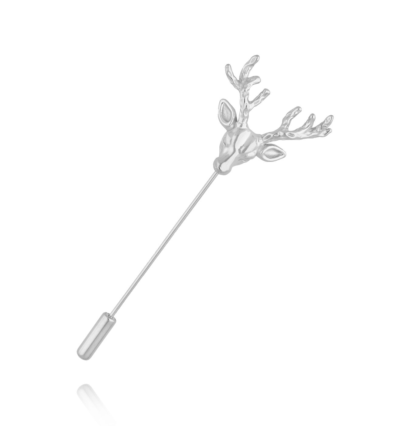 Broszka szpilka z głową jelenia – srebrna BRSA0011