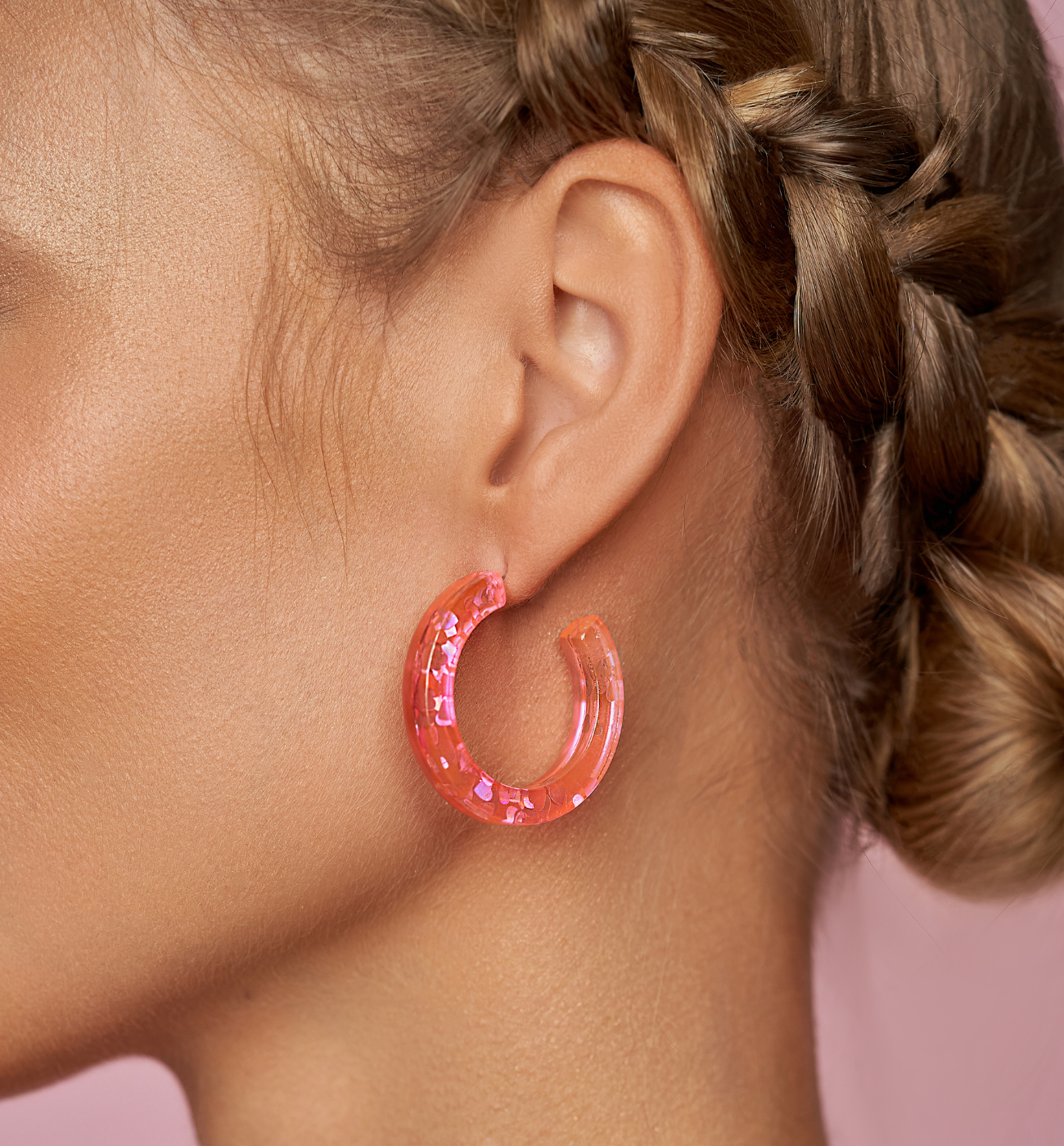 Kolczyki różowe koła duże Lemonade KZA0221