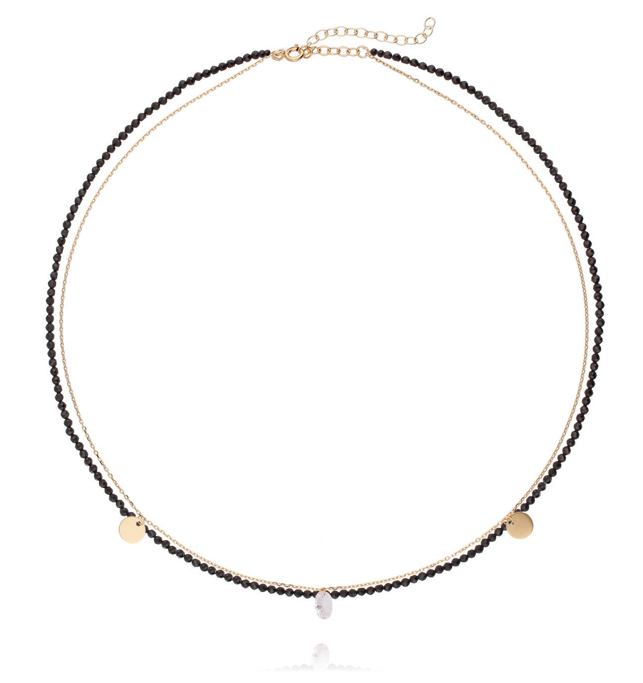 Naszyjnik srebrny ze szklanymi kryształkami pozłacany - By Dziubeka