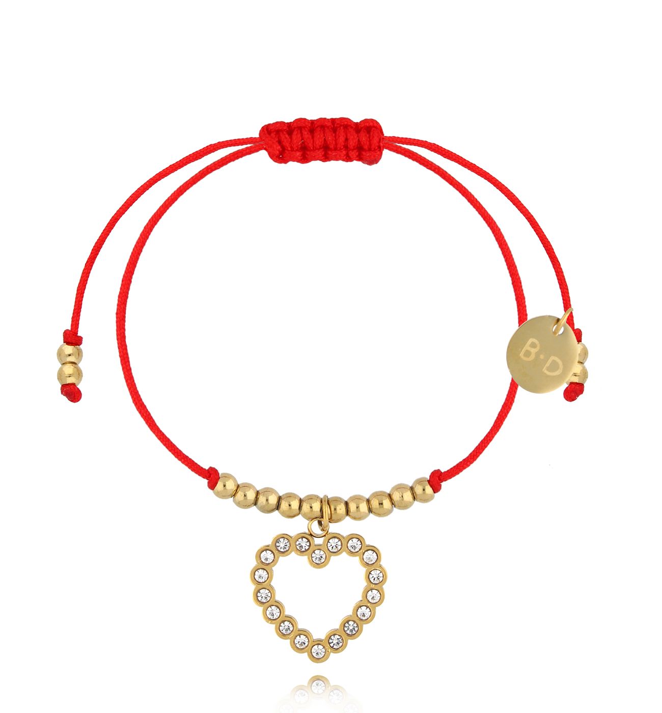 Bransoletka czerwona ze złotym sercem Amour BGL0908