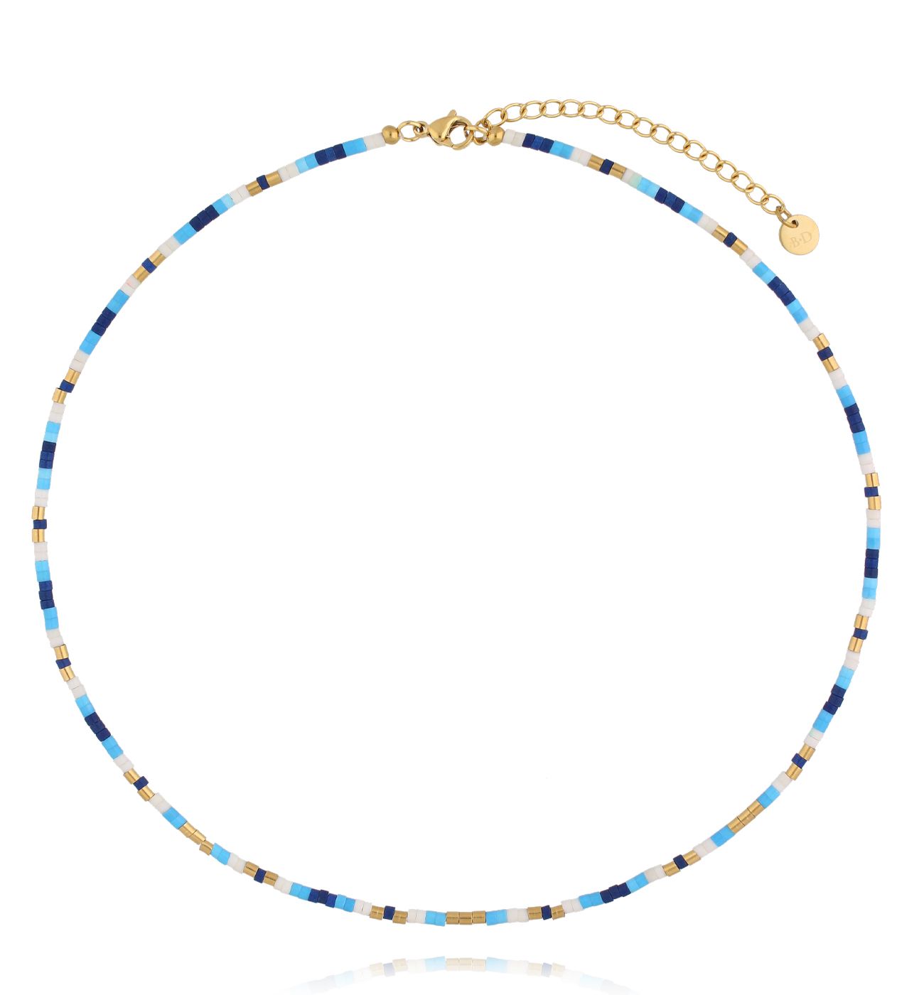 Naszyjnik z niebieskimi i białymi agatami - By Dziubeka