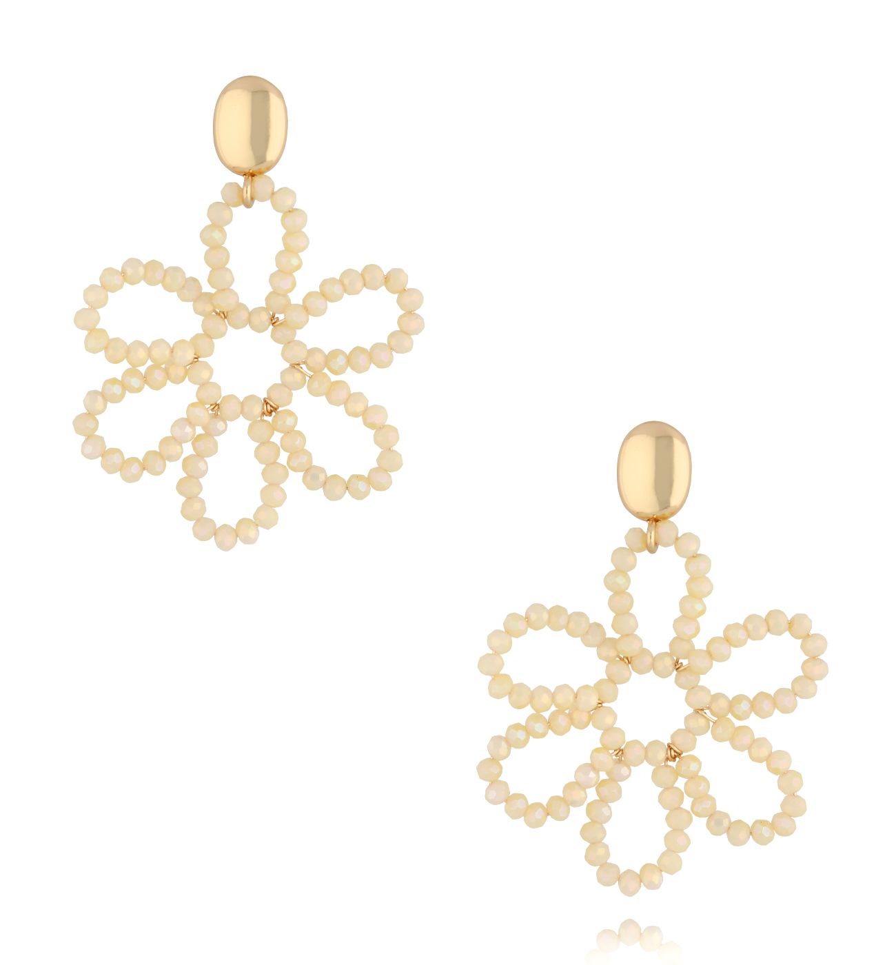 Kolczyki kwiaty z kremowymi kryształkami KWE0188 - By Dziubeka