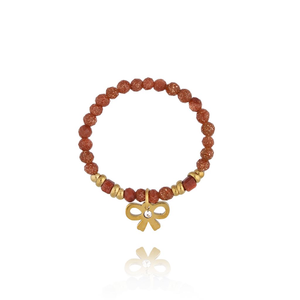 Pierścionek z piaskiem pustyni z zawieszką kokardką - By Dziubeka