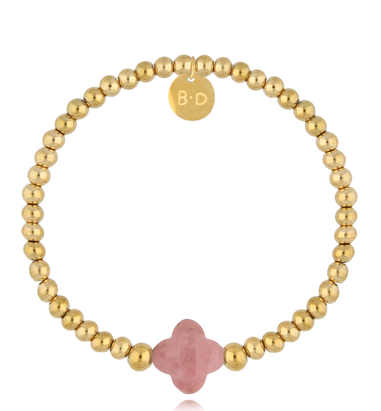 Bransoletka z koniczynką z rodonitu Golden Clover - By Dziubeka