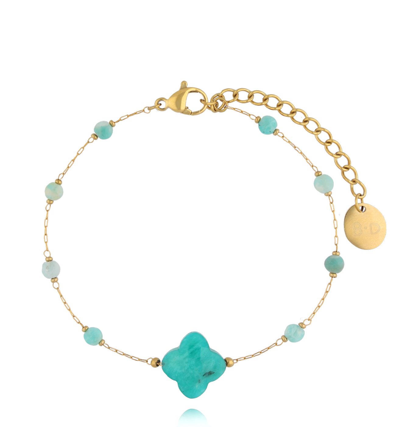 Bransoletka z koniczynką i amazonitami - By Dziubeka