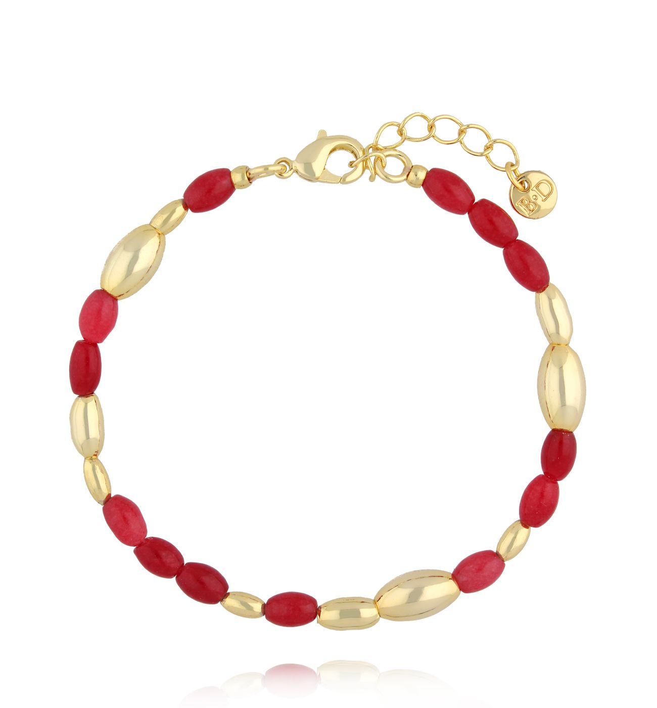Bransoletka czerwona z jadeitami - By Dziubeka