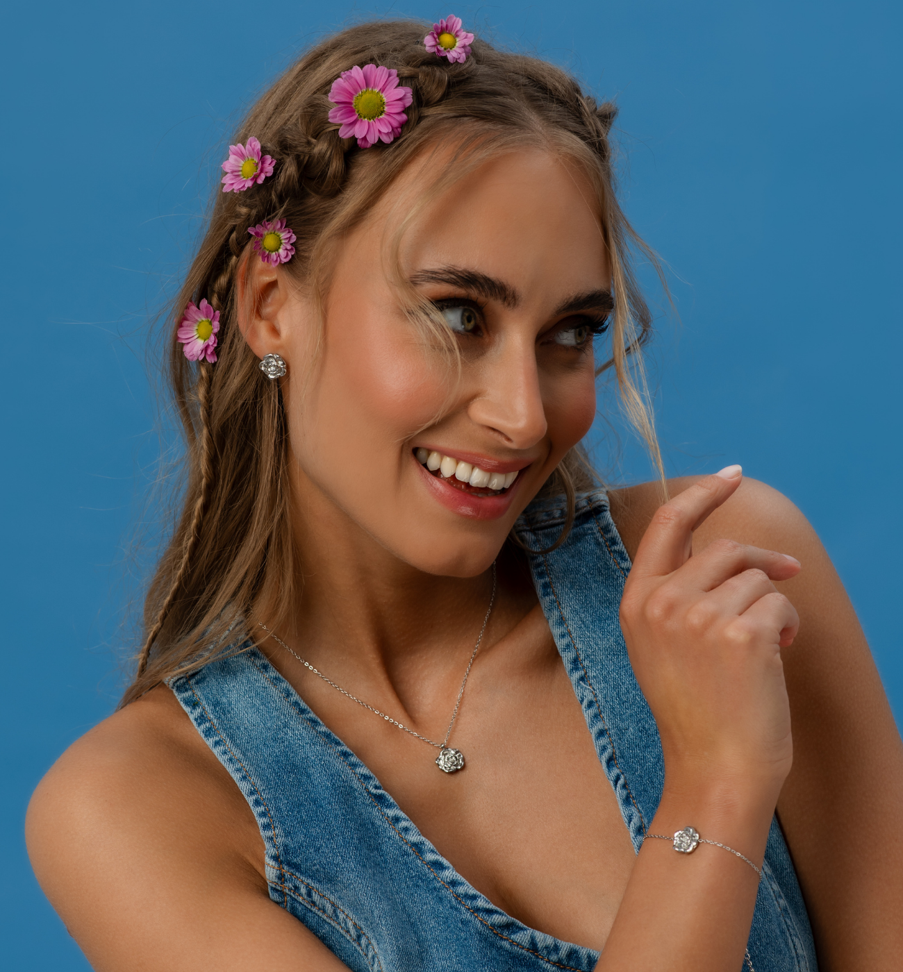 Zestaw z różami srebrnymi Z0344 - By Dziubeka