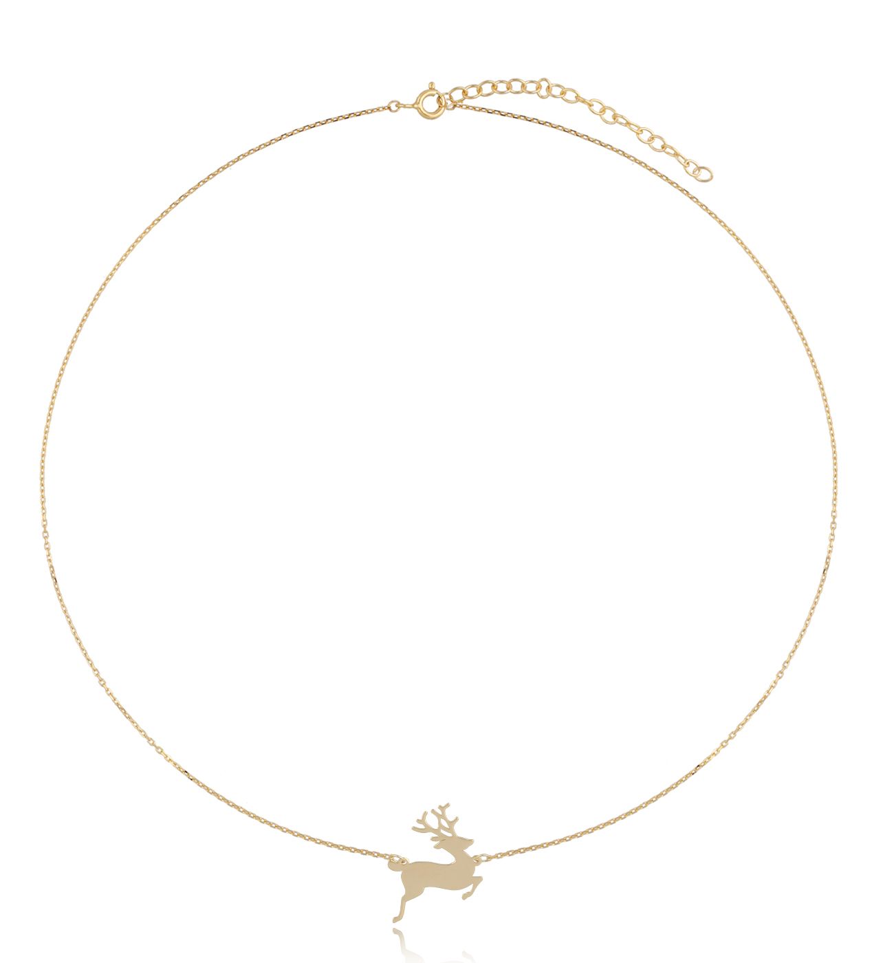 Naszyjnik pozłacany z reniferem I Love Christmas - By Dziubeka