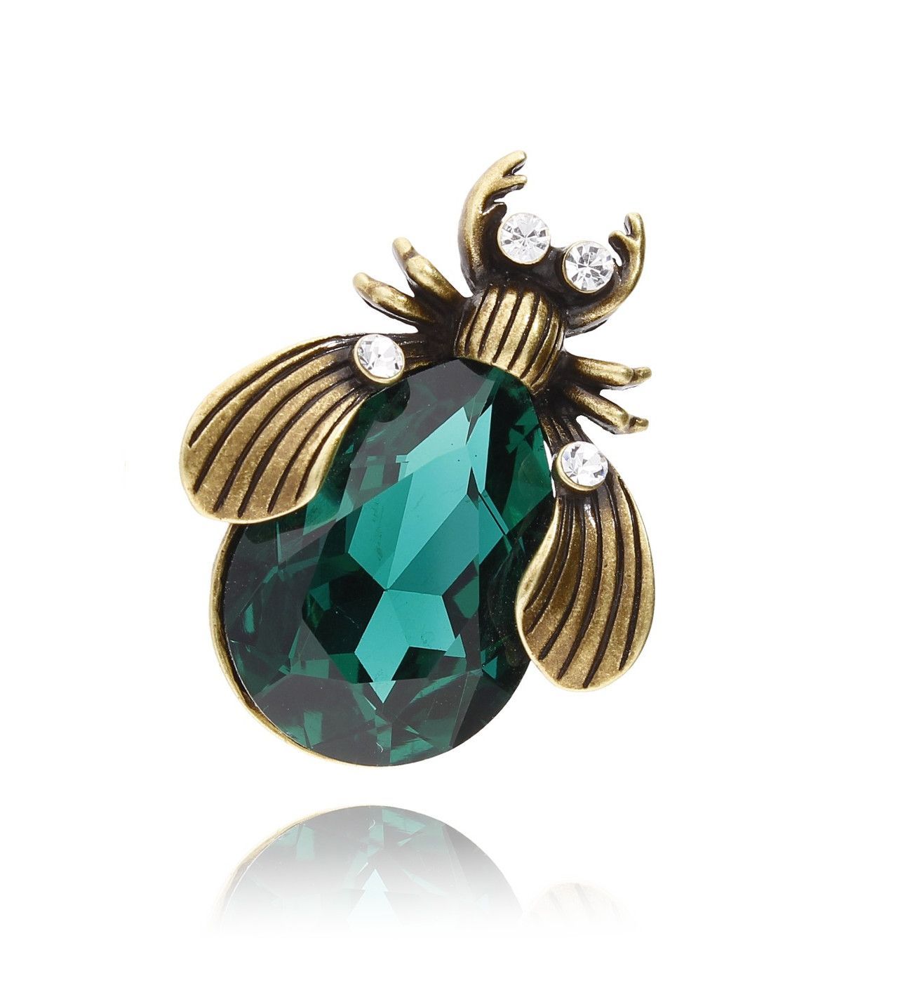 Broszka ze szmaragdowym owadem Midnight - By Dziubeka