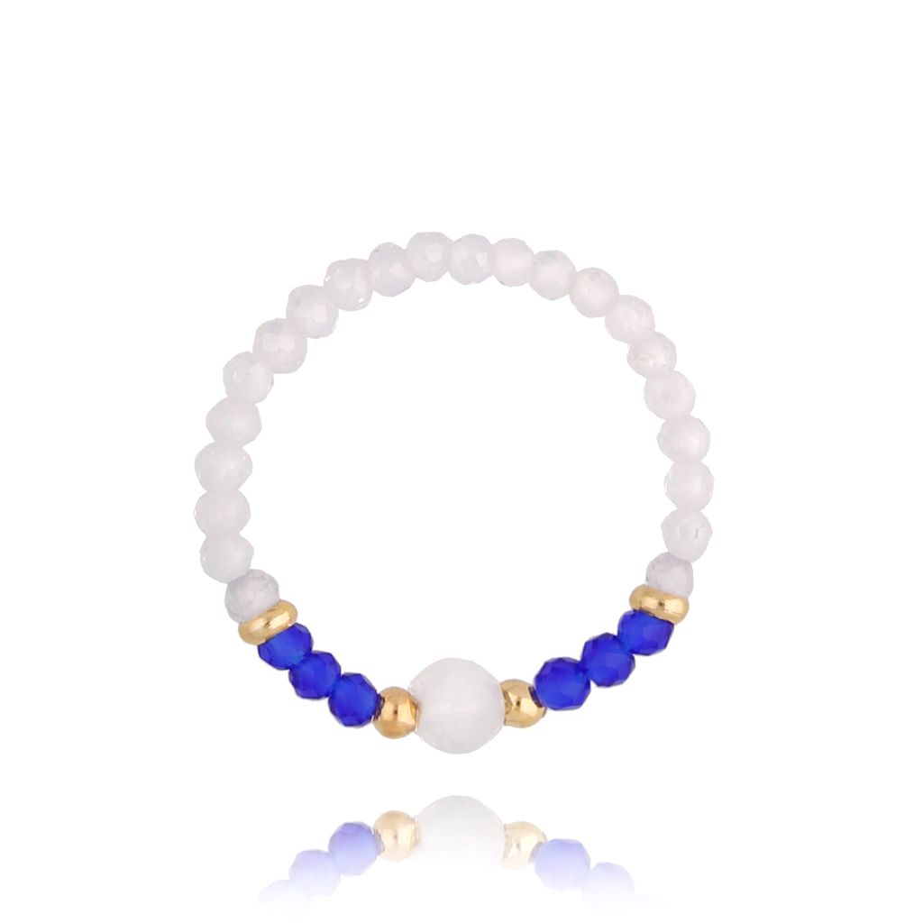 Pierścionek granatowo biały Aalia - By Dziubeka