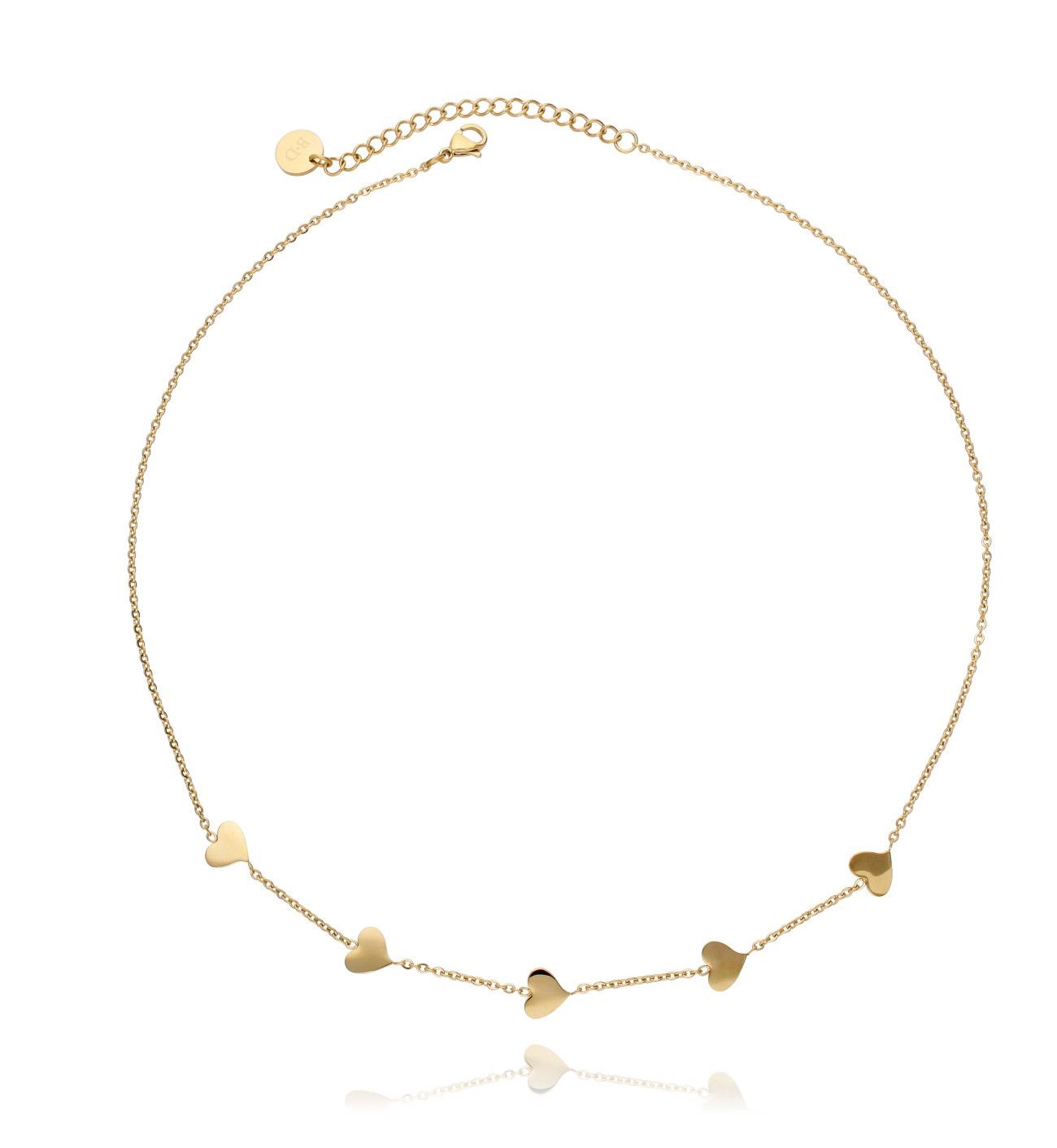Naszyjnik złoty ze stali szlachetnej z serduszkami - By Dziubeka