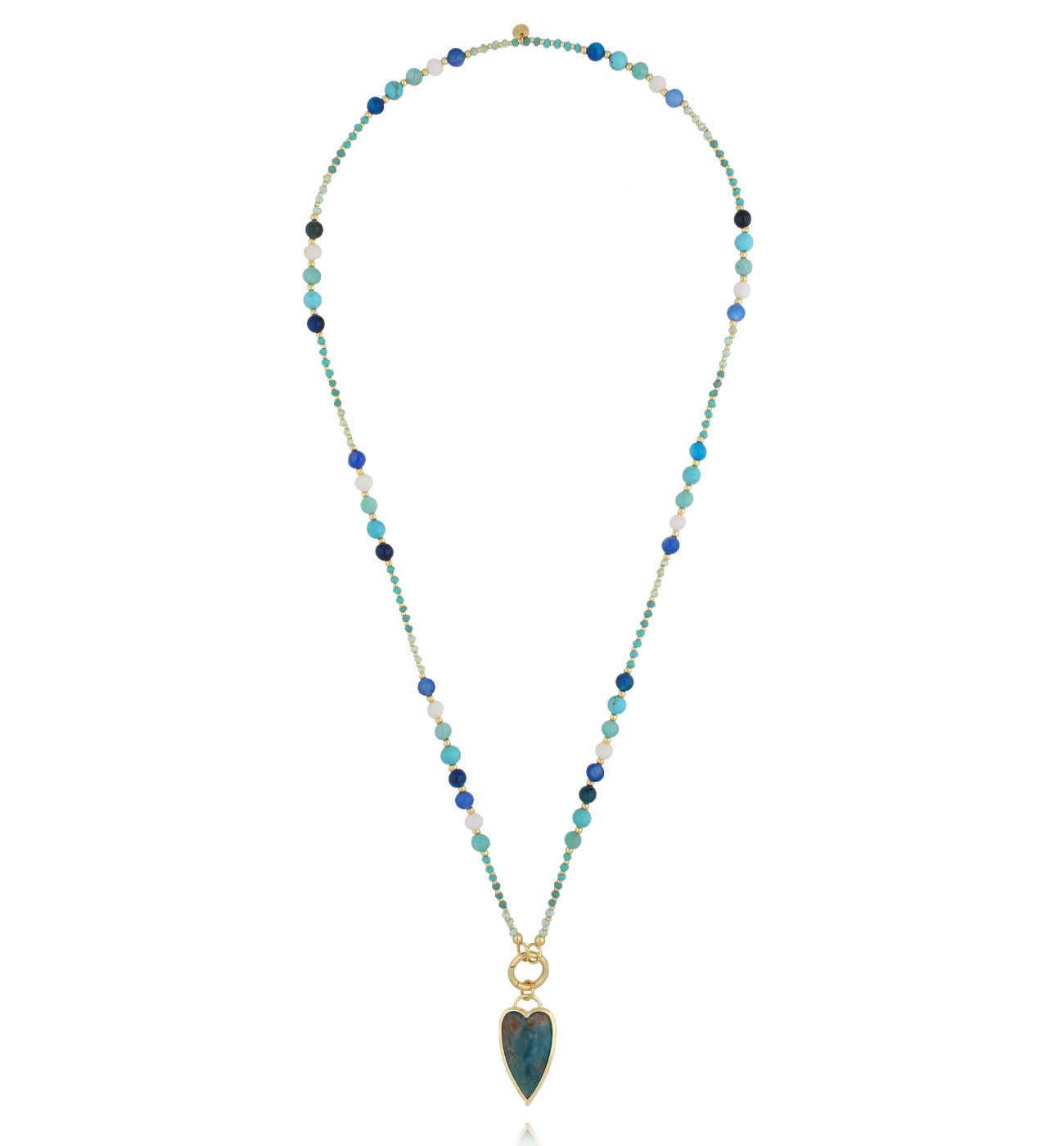 Naszyjnik z amazonitami, turkusami i sercem NSC0668