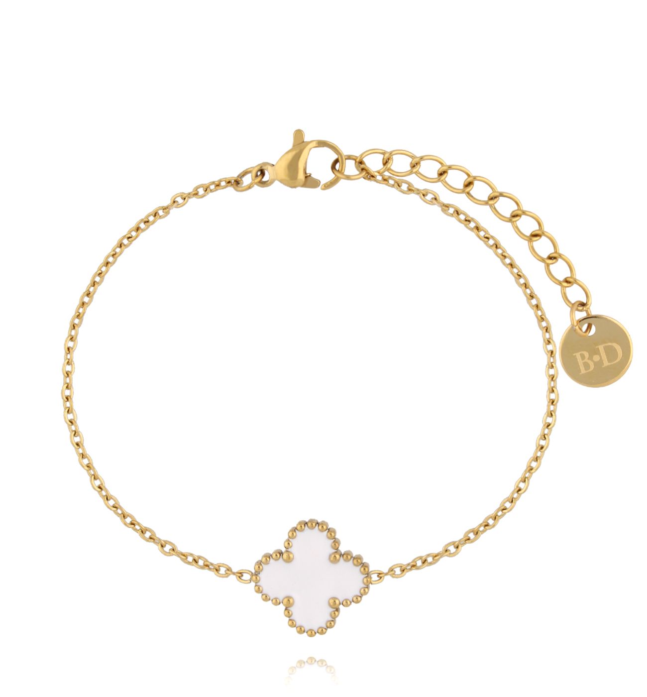 Bransoletka z białą koniczynką złota BSA0986