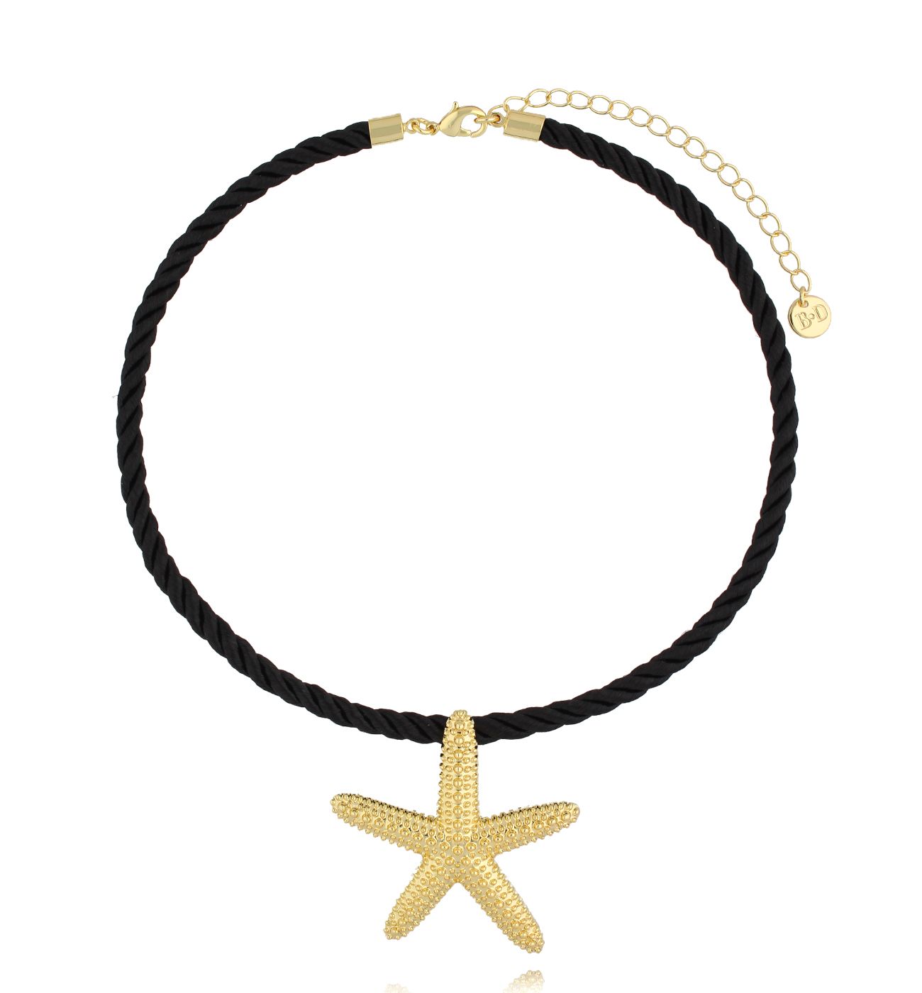 Naszyjnik z czarnym sznurkiem i zawieszka rozgwiazda - By Dziubeka