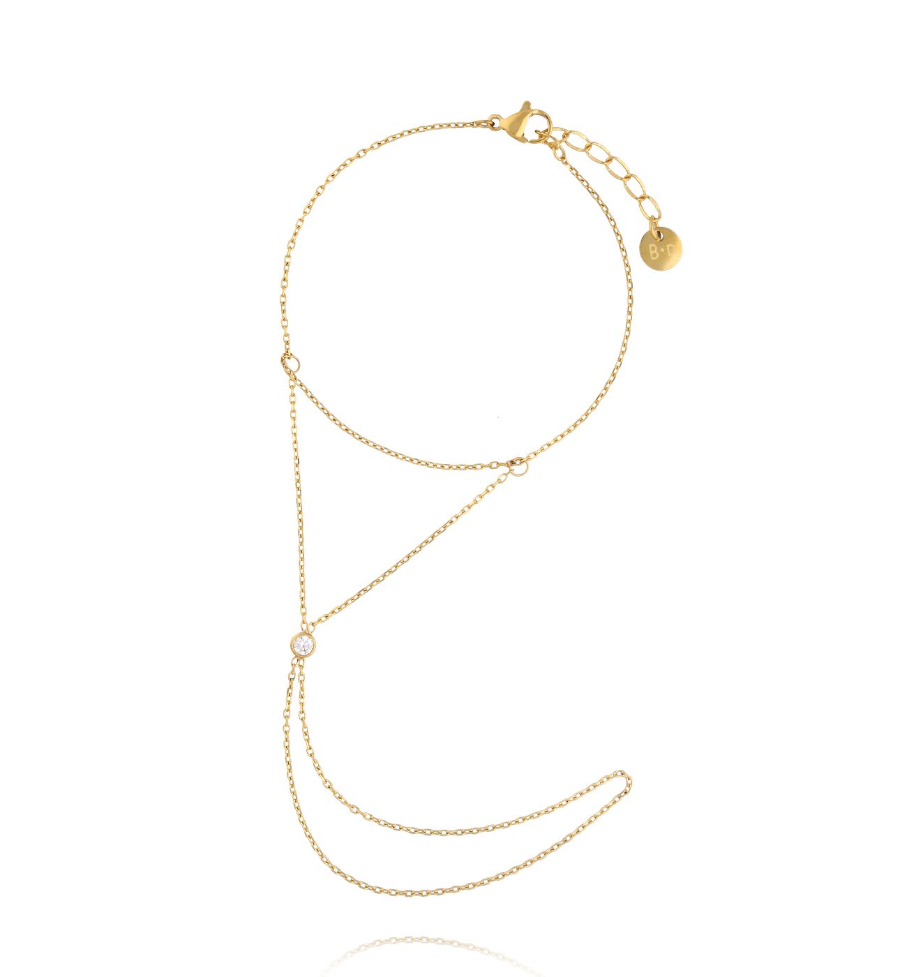 Bransoletka z cyrkonią na palec BSY0418 - By Dziubeka