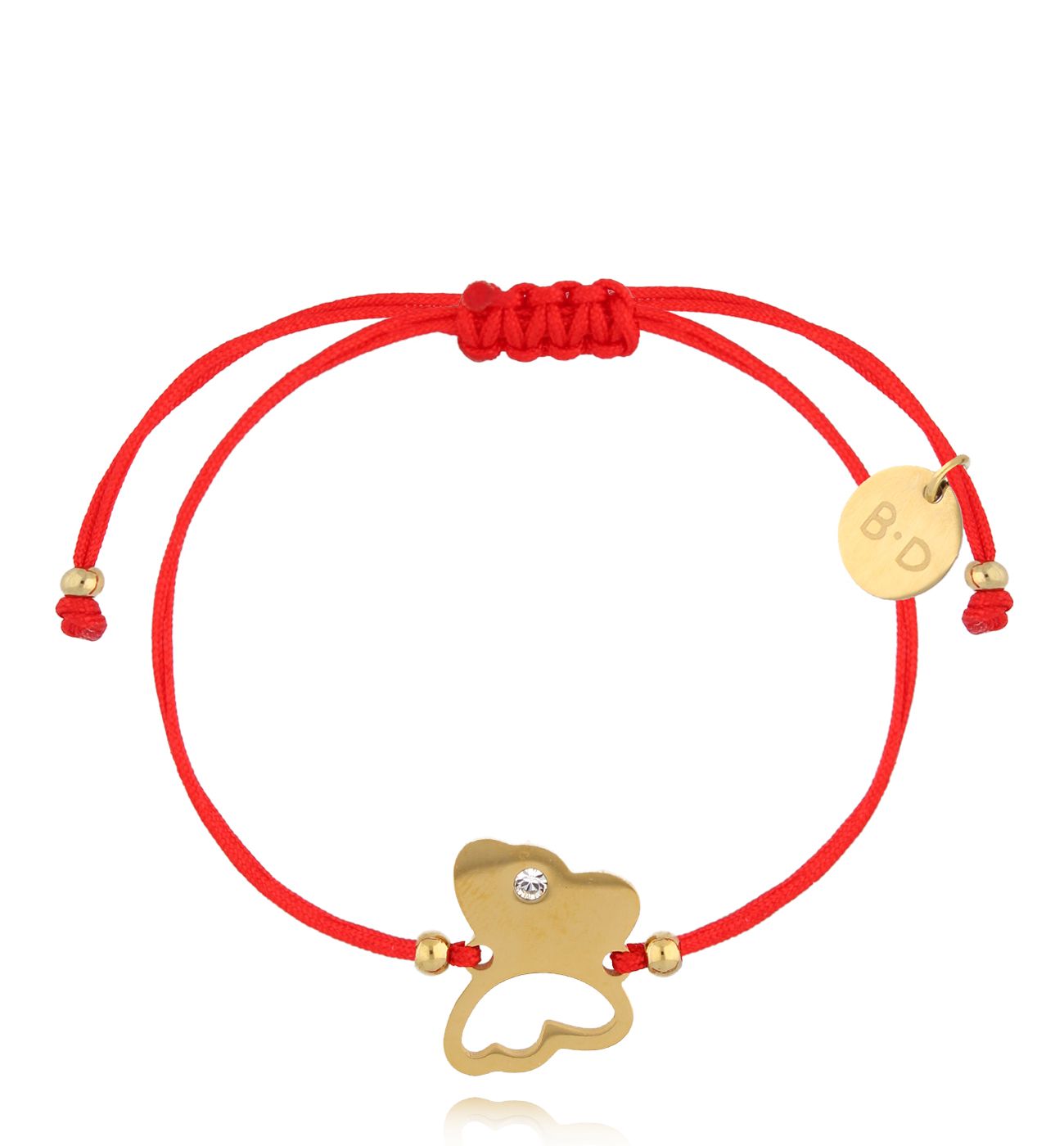 Bransoletka czerwona ze złotym motylkiem Butterfly BGL0856