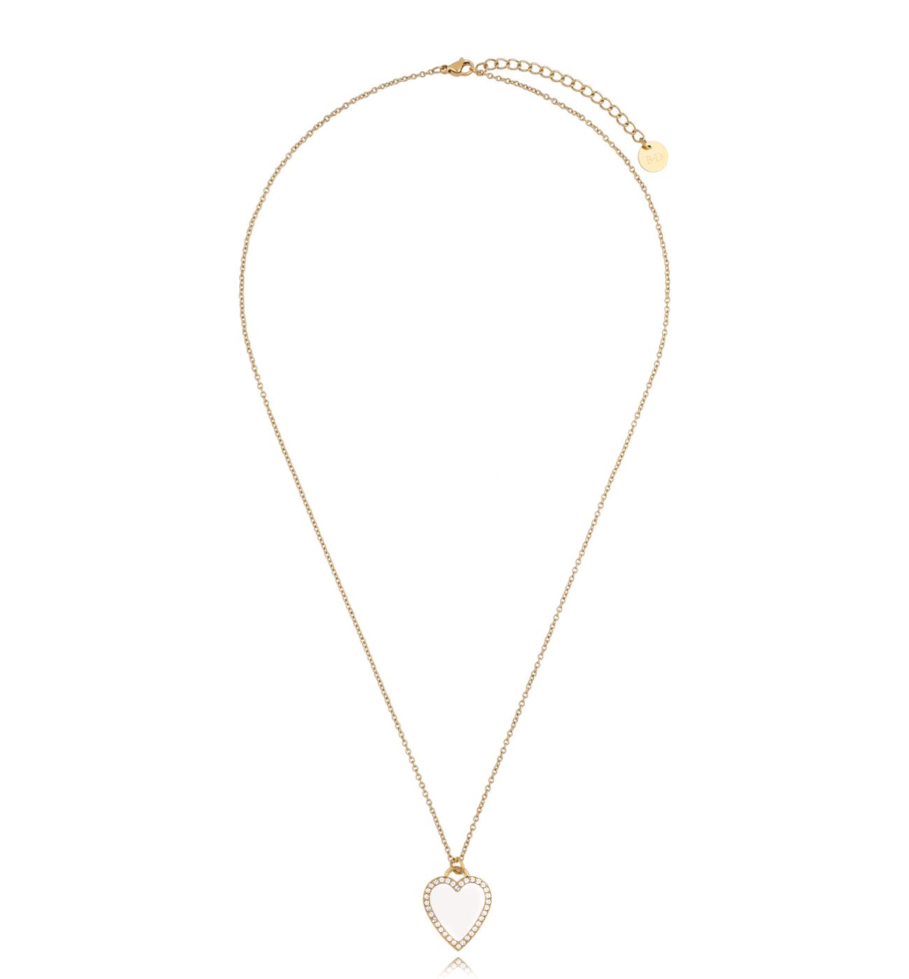 Naszyjnik złoty z białym sercem z cyrkoniami Cassandra - By Dziubeka