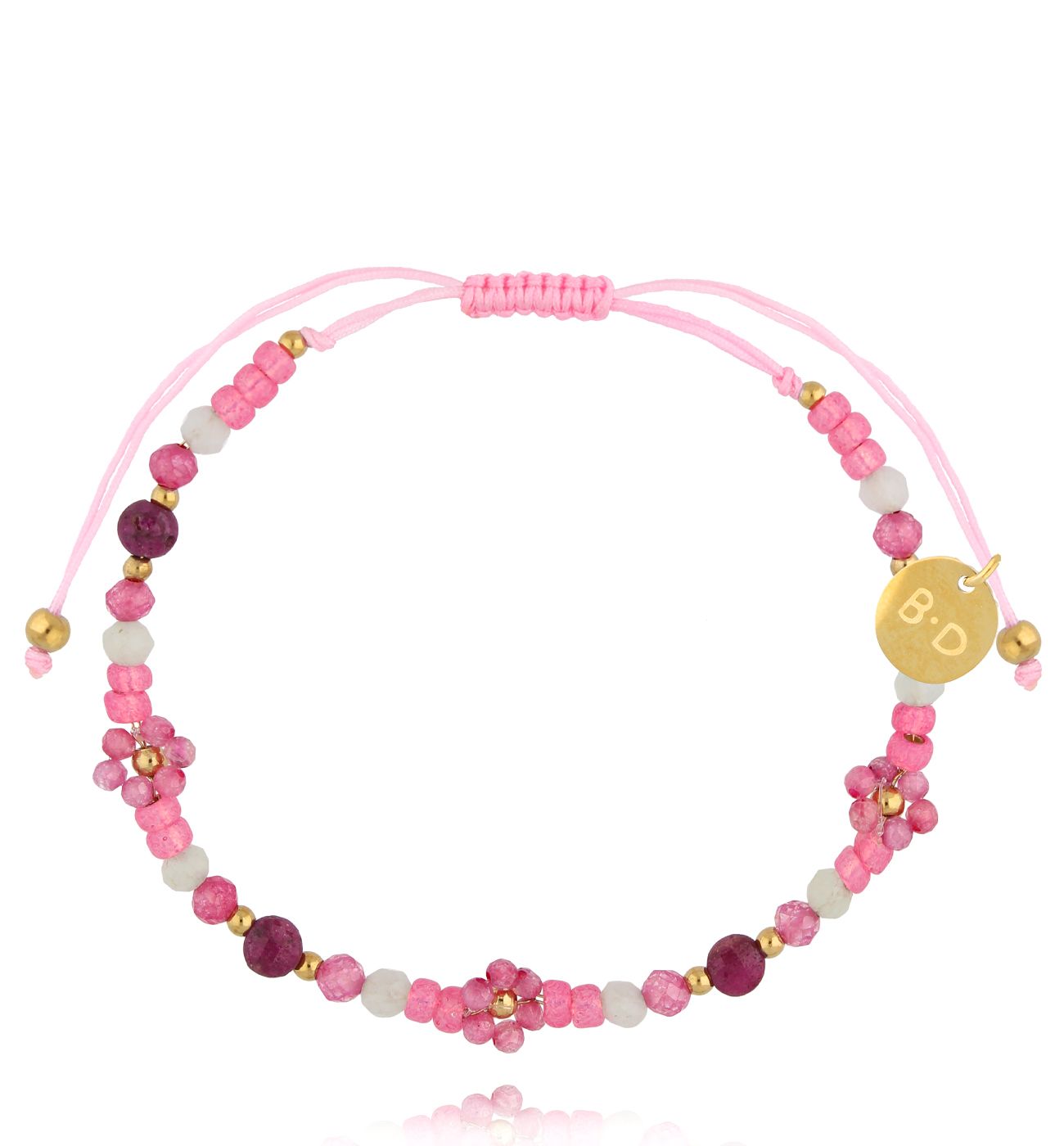 Bransoletka z różowymi kwarcami i rubinami Lizzy BMT0272