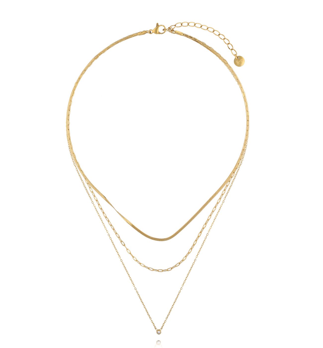 Naszyjnik potrójny minimalistyczny złoty NSY0594 - By Dziubeka