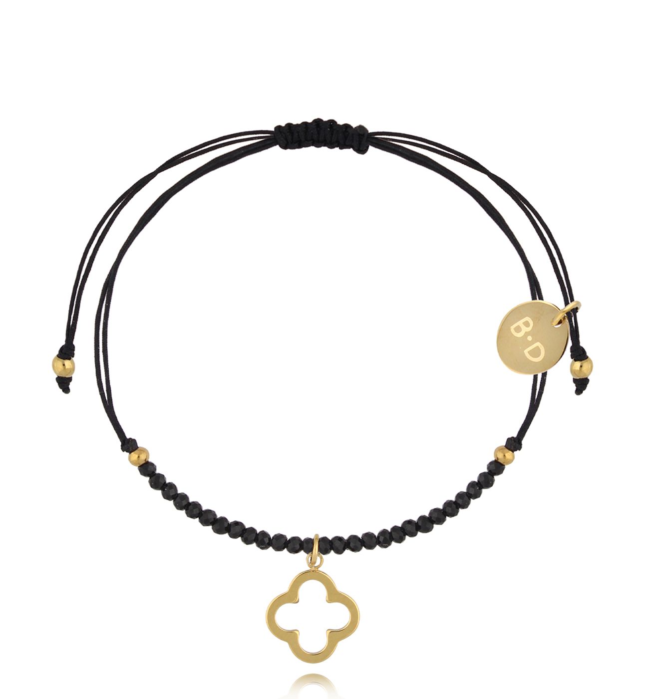 Bransoletka z turmalinami i złotą koniczynką Feliz BMT0236