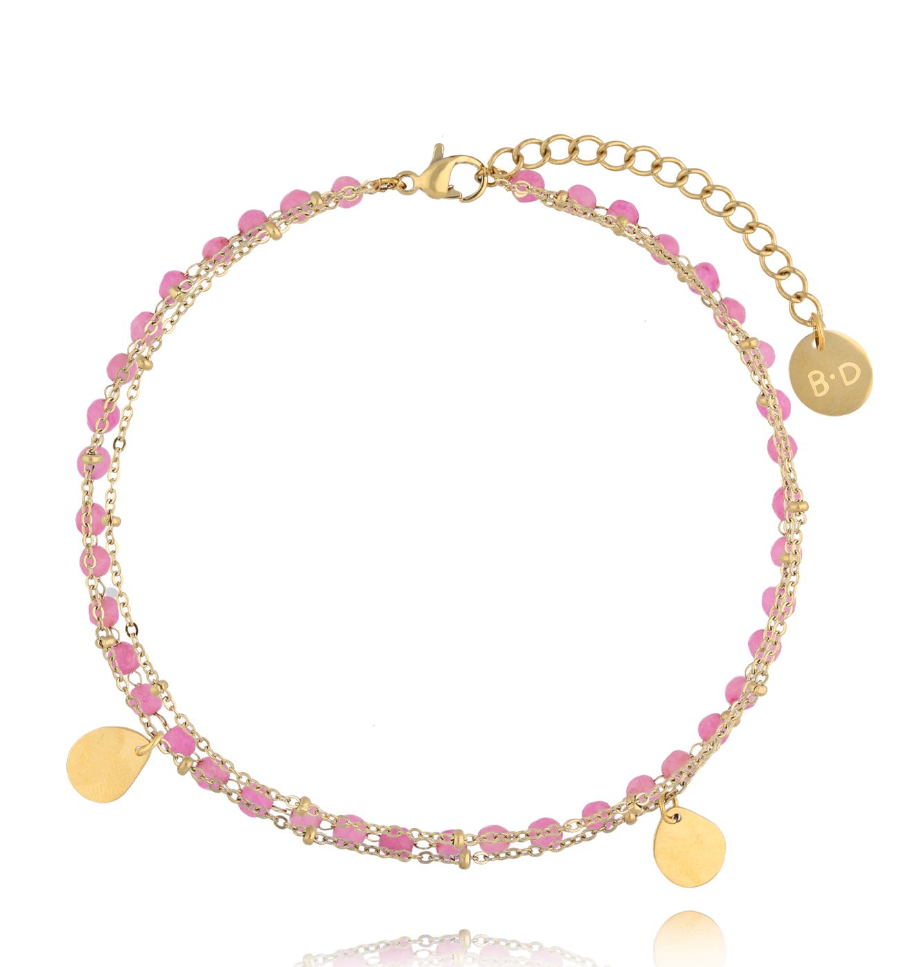 Bransoletka na nogę z różowymi jadeitami Las Palmas BNSY0010