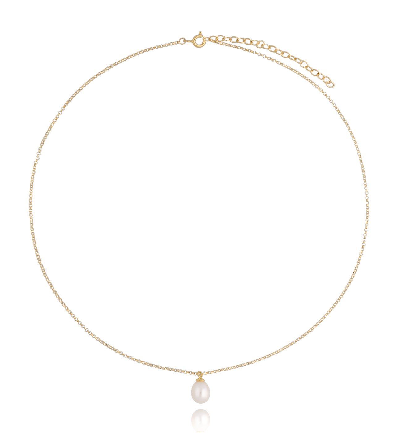 Naszyjnik pozłacany z jasną perłą Lake - By Dziubeka