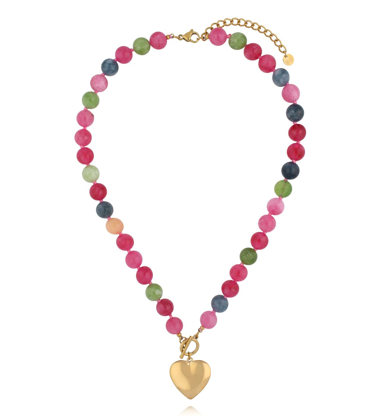 Naszyjnik z kamieni w odcieniach malin, zieleni i błękitu - By Dziubeka