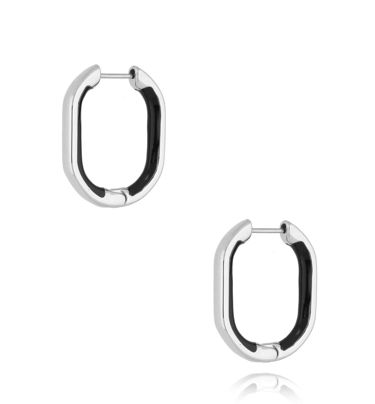 Kolczyki srebrne z czarną emalią Tamala - By Dziubeka