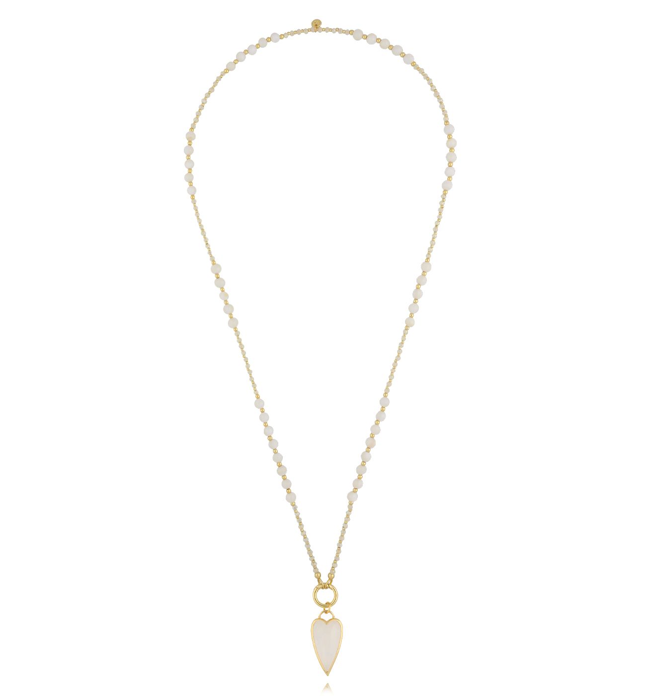 Naszyjnik kremowy z sercem - By Dziubeka