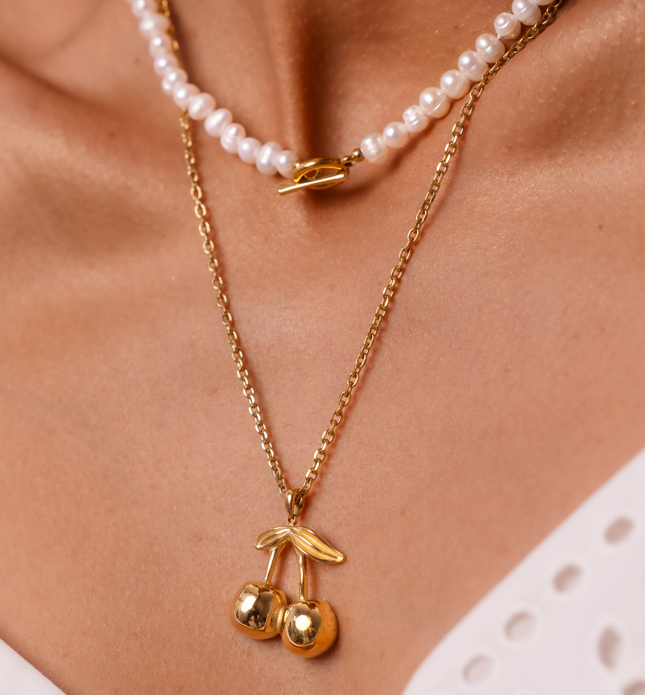 Naszyjnik z wisienkami złoty NSY0580