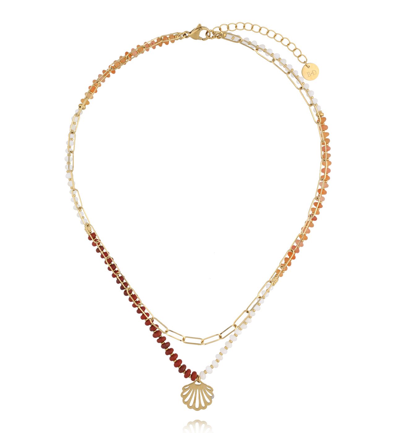 Naszyjnik w odcieniach brązu z muszelką - By Dziubeka