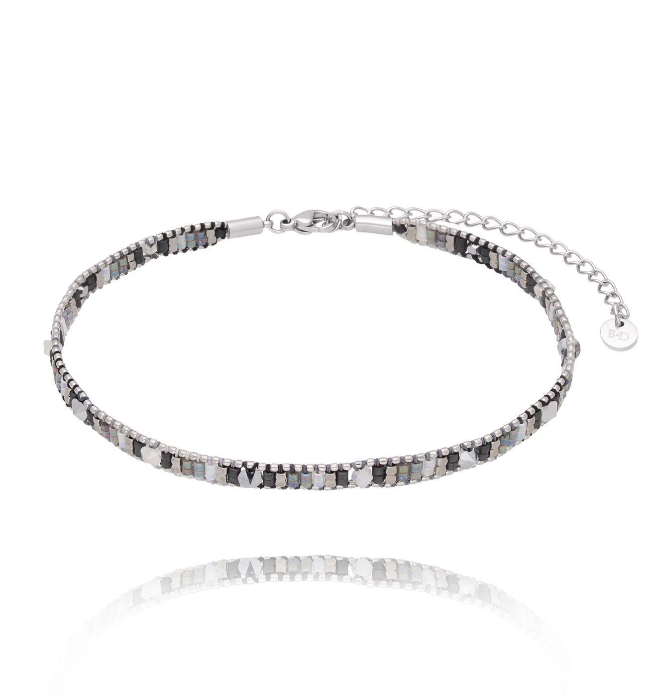 Bransoletka na nogę szara z koralikami Miyuki Decor BNSC0090