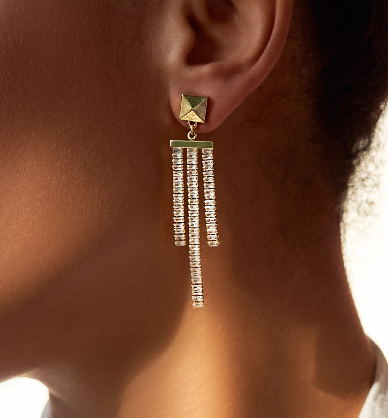 Kolczyki złote z transparentnymi kryształkami Tacenda - By Dziubeka